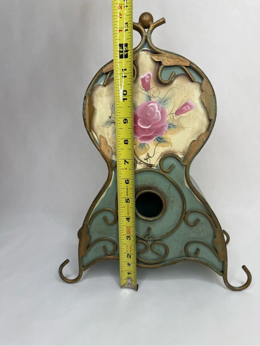 Unique Vintage Metal Hand Painted Bird House 14” x 10”